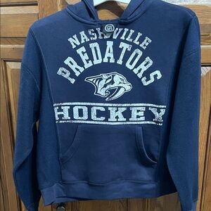 Navy Nashville Predators Hockey hooded sweatshirt Sz. Large 10/12 NWOT